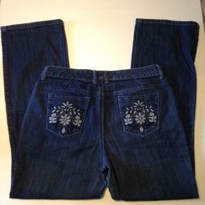 Chico's Platinum Jeans Embroidered Pocket Size 2